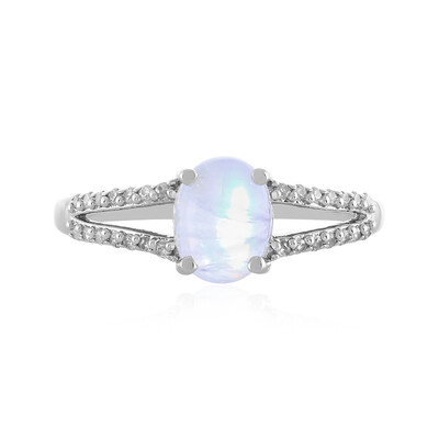 Rainbow Moonstone Silver Ring