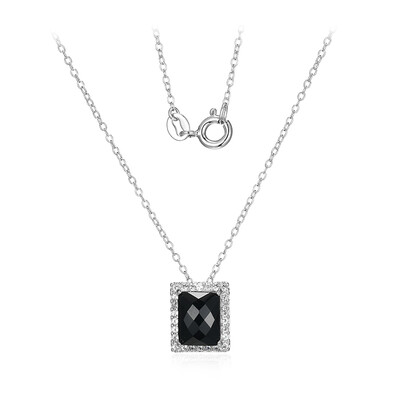 Black Agate Silver Necklace
