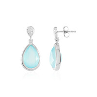 Aqua Chalcedony Silver Earrings