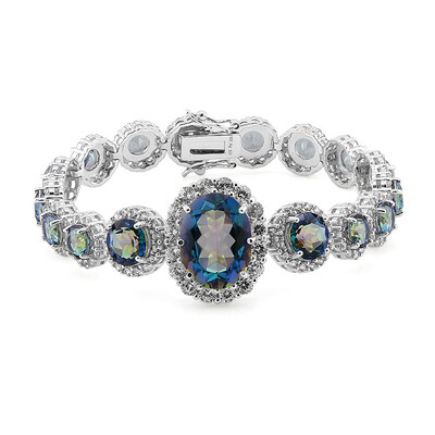 Mystic Blue Quartz Silver Bracelet