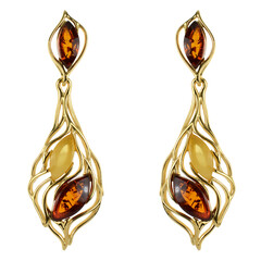 Cognac Baltic Amber Silver Earrings