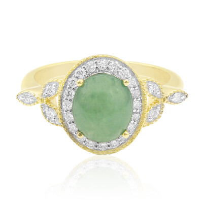 9K Noble Green Jadeite Gold Ring (Annette)
