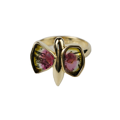 Watermelon Tourmaline Silver Ring