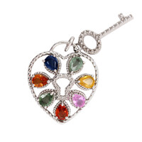 Fancy Sapphire Silver Pendant
