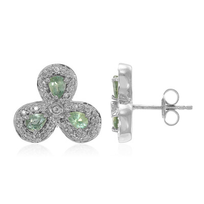 Unheated Green Sapphire Silver Earrings