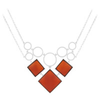 Orange Agate Silver Necklace