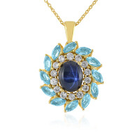 Blue Star Sapphire Silver Necklace
