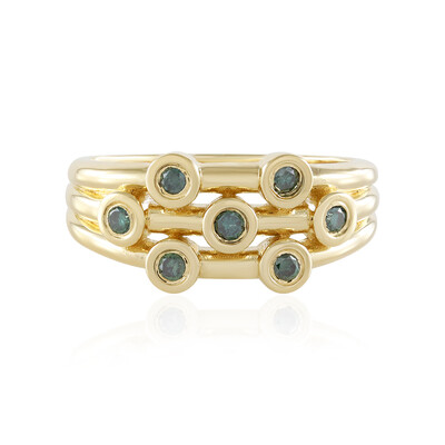 I2 Blue Diamond Silver Ring