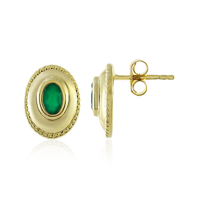 Green Agate Silver Earrings