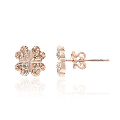 9K SI1 Argyle Rose De France Diamond Gold Earrings (Annette)