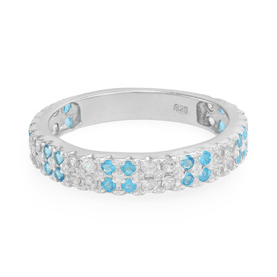 Neon Blue Apatite Silver Ring