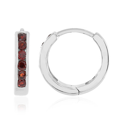 Red Zircon Silver Earrings