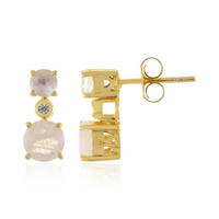 Rainbow Moonstone Silver Earrings