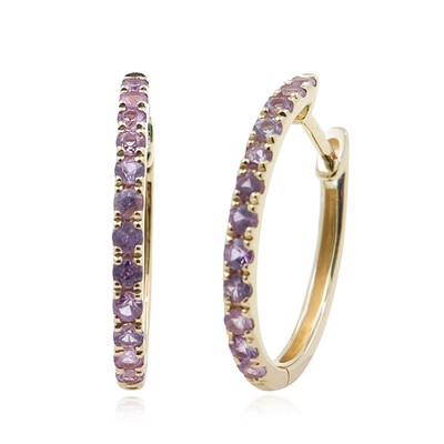 9K Unheated Ceylon Purple Sapphire Gold Earrings