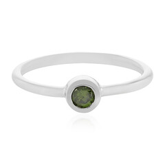 Green Diamond Silver Ring