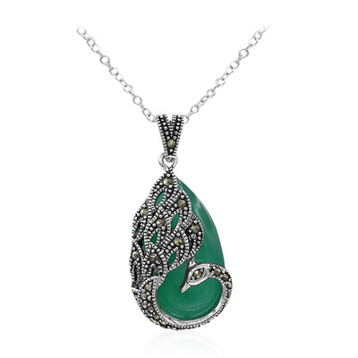 Green Agate Silver Necklace