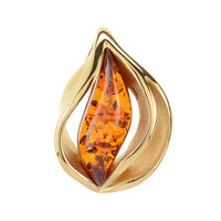 Cognac Baltic Amber Silver Pendant