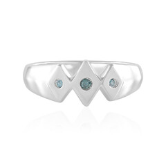 I2 Blue Diamond Silver Ring