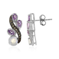 Rainbow Moonstone Silver Earrings
