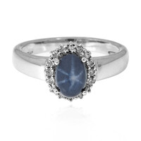 Blue Star Sapphire Silver Ring