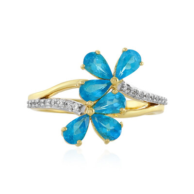 Neon Blue Apatite Silver Ring