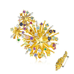 Blue Sapphire Silver Brooch (Gems en Vogue)