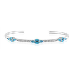 Neon Blue Apatite Silver Bangle
