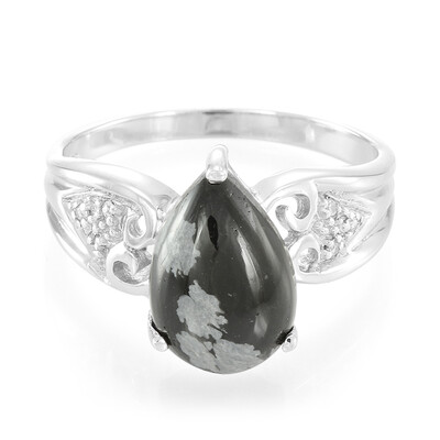 Snowflake Obsidian Silver Ring