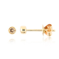 9K SI2 Champagne Diamond Gold Earrings