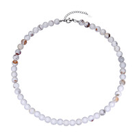 White Porcelain Agate Silver Necklace
