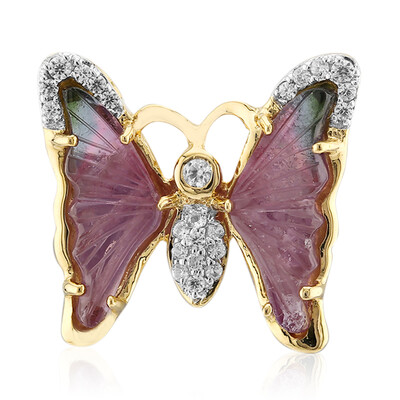 14K Bi Colour Tourmaline Gold Pendant (de Melo)