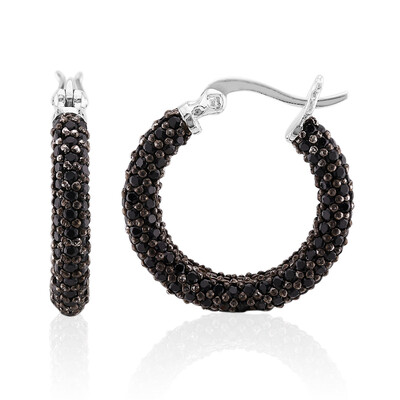Black Spinel Silver Earrings