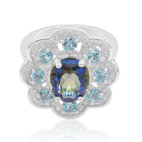 Mystic Blue Quartz Silver Ring