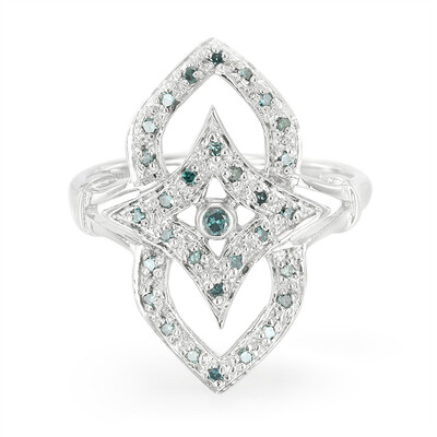 Fancy Diamond Silver Ring