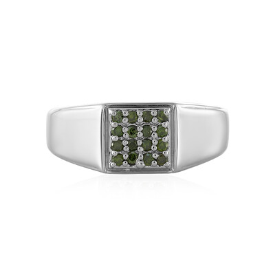 I3 Green Diamond Silver Ring