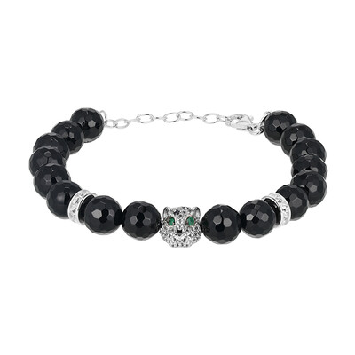 Black Agate Silver Bracelet (Adela Silber)