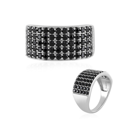 Black Spinel Silver Ring
