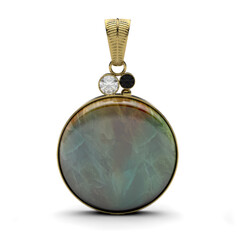 Petrified Opalized Wood Silver Pendant (Bali Barong)