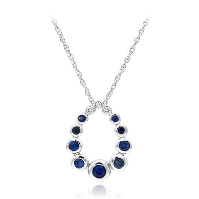 10K Ceylon Blue Sapphire Gold Necklace