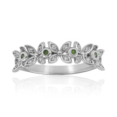 I2 Green Diamond Silver Ring