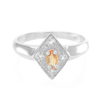 Orange Sapphire Silver Ring