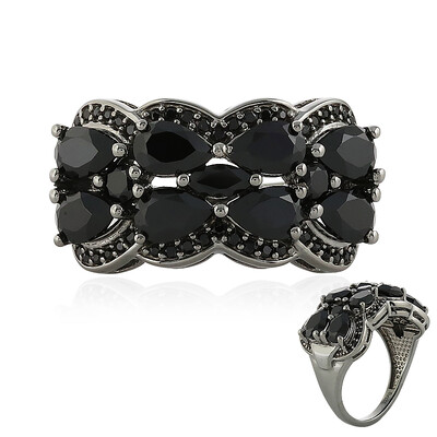 Black Spinel Silver Ring