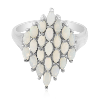 White Opal Silver Ring