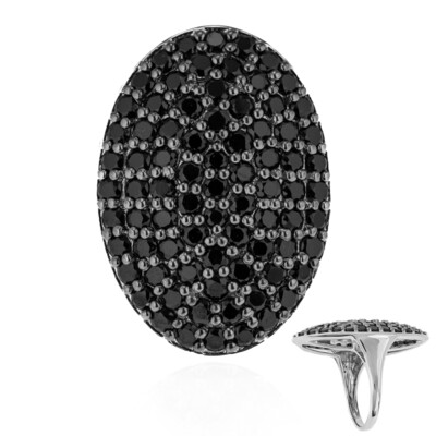 Black Spinel Silver Ring
