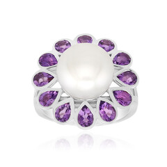 White Freshwater Pearl Silver Ring (Michelle Albala)