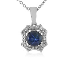 Blue Star Sapphire Silver Necklace
