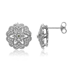 Forest Green Diamond Silver Earrings