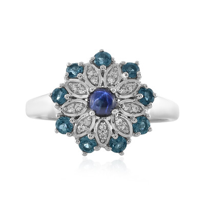 Blue Star Sapphire Silver Ring
