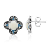 White Opal Silver Earrings