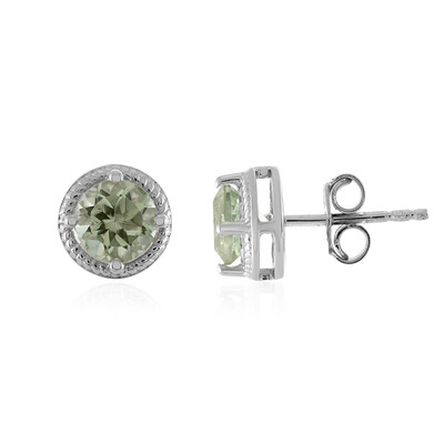 Green Amethyst Silver Earrings
